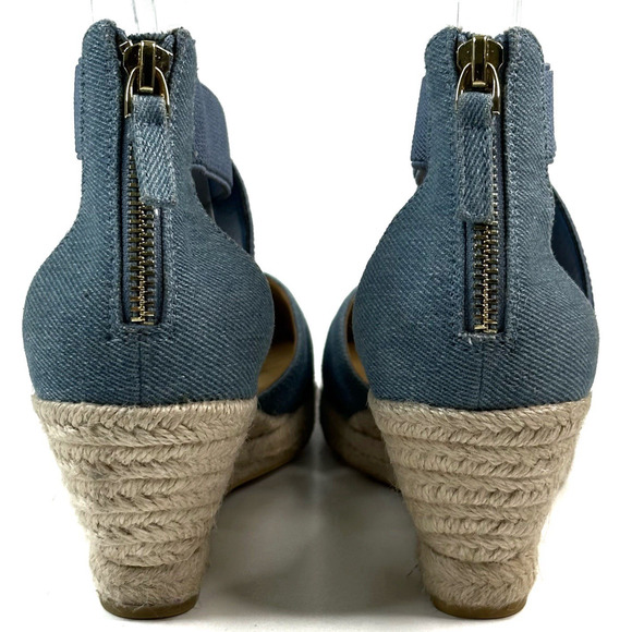 Talbots Lyndsay D'Orsay Espadrille Light Denim Wedges Women's Size 7M Sandals - Picture 4 of 11